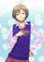 984009 - 1girl absurdres antenna_hair brown_eyes brown_hair flower grin hand_on_hip hand_on_own_chest highres idolmaster inu_(aerodog) kikuchi_makoto plaid plaid_skirt school_uniform short_hair skirt smile solo sweater.jpg