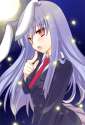 bad_id blazer blue_hair bunny_ears long_hair moon necktie open_mouth pointing rabbit_ears red_eyes solo tbdfactory touhou-fc811889c93e61f81c82e4ef404e9e12.jpg
