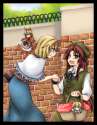 s - 835580 - 2girls alice_margatroid basket blonde_hair blue_eyes braid doll eating green_eyes hat holding_hands hong_meiling hour.jpg