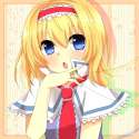 1girl _o blonde_hair blue_eyes female hairband hand_on_own_face necktie short_hair solo star string touhou upper_body yuria_(kittyluv)-e528dc816b1560f3a096eee2f2426203.png