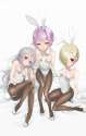 No Artist - 3girls animal_ears blonde_hair bow bowtie brown_eyes bunny_ears bunny_tail bunnysuit detached_collar gloves hair_over_one_.jpg