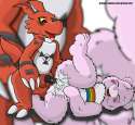 25911 - Care_Bears Cheer_Bear Digimon Earthbone guilmon.jpg