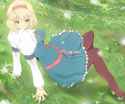 1girl all_fours bad_anatomy blonde_hair blue_eyes capelet female hairband nanasuno nature outdoors pantyhose short_hair solo touhou-40ac36f1251447d4e12f3e9fa9ad69d2.jpg