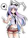 afulu alternate_costume animal_ears armpits bare_shoulders blush bunny_ears bunny_tail crop_top heart lavender_hair long_hair midriff mugishima navel necktie red_eyes short_shorts shorts sketch sleevel.jpg