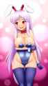1girl @_@ absurdres animal_ears blush breast_hold breasts bunny_ears bunny_girl bunnysuit cleavage daajirin.koucha embarrassed female gradient gradient_background groin highres large_breasts lo.png