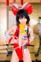 cleavage cosplay detached_sleeves hairbow mike one-piece_swimsuit swimsuit touhou.6aea1143216d79b18ddd42fc159cc3de.jpg