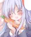 _d ^_^ animal_ears blue_hair blush bunny_ears carrot closed_eyes eyes_closed heart holding long_hair open_mouth rabbit_ears saidou smile solo touhou-cfa7d2b44c845377c8270e8165a33a27.jpg