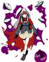 adapted_costume advent_cirno animal_ears bullet bunny_ears cape gloves headband long_hair long_sleeves necktie nitoro-star pink_hair rabbit_ears red_eyes solo touhou-9ec0d5597c3176bcc44a976be3188a47.jpg