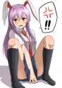 ! 1girl anger_vein animal_ears between_breasts highres long_hair necktie necktie_between_breasts omaehadareda-uso open_mouth pink_hair rabbit_ears raised_eyebrows red_eyes solo spoken_anger_vein spoken.png