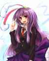 _d animal_ears bad_id blazer blush bunny_ears dot_heit long_hair necktie open_mouth payot petticoat pleated_skirt pointing purple_hair red_eyes skirt smile solo touhou very_long_hair-e41cfa849e51b5f665.jpg