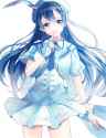 s - 2240252 - 1girl blue_hair brown_eyes earrings fingerless_gloves gloves highres idol jewelry long_hair looking_at_viewer love_l.jpg