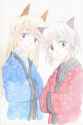 s - 744799 - 2girls agahari animal_ears blonde_hair cat_ears eila_ilmatar_juutilainen fox_ears green_eyes japane.jpg