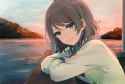 s - 3263134 - 1girl blue_eyes brown_hair crossed_arms grey_hair leaning_against_railing looking_at_viewer love_live! lo.jpg