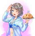 s - 3345897 - ;d 1girl alternate_costume anchor_symbol bikini bikini_top blue_bikini blue_eyes breasts brown_hair chara.jpg