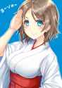 s - 3350722 - __) 1girl blue_background blue_eyes breasts closed_mouth grey_hair hakama japanese_clothes katakana looki.png