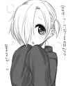 No Artist - 1girl greyscale hair_over_one_eye idolmaster idolmaster_cinderella_girls monochrome shirasaka_koume shiroyagi_(yupuppi) sh.png