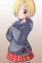 No Artist - 1girl blonde_hair earrings hair_over_one_eye hood hoodie idolmaster idolmaster_cinderella_girls jewelry nasu800 pleated_sk.jpg