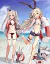 yande.re 360070 amatsukaze_(kancolle) bikini cleavage garter kantai_collection open_shirt rensouhou-chan rensouhou-kun shimakaze_(kancolle) swimsuits takanashie.jpg