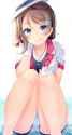 s - 3381081 - _q 1girl alternate_costume blue_eyes breasts brown_hair collarbone commentary_request earrings eyebrows e.jpg