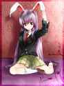 arudehido blazer bunny_ears ear_grab highres lavender_hair long_hair necktie purple_hair rabbit_ears red_eyes skirt solo touhou-90477b86d859baf086662f1a280aa390.jpg