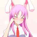 1girl _d ^_^ animal_ears blush cato_(monocatienus) closed_eyes grin long_hair necktie open_mouth purple_hair rabbit_ears school_uniform smile solo tearing_up touhou-8e6162be8e863c34b4bdbcf7e3caf8d2.jpg