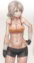 s - 3382280 - 1girl bandaged_arm bangs bike_shorts black_gloves blue_eyes breasts cleavage collarbone cowboy_shot finge.jpg