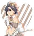 1833473 - 1girl ahoge arm_garter black_hair bow bowtie candy earrings gloves idolmaster jewelry kikuchi_makoto restaint white_gloves.jpg