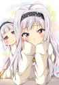 641-2girls _ blush chibi grey_hair hairband long_hair looking_at_viewer multiple_girls pink_eyes sweater hitotsuki_nanoka shijou_takane takanya idolmaster puchimasu!.jpg