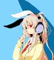 animal_ears azuma_seiji brown_hair bunny_ears colored headphones hyaa parody rabbit_ears red_eyes school_uniform solo style_parody touhou-4475157386c349292c764a76782384c9.png