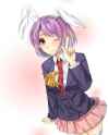 1girl alternate_hair_length alternate_hairstyle animal_ears blazer extra_ears merinib necktie pin purple_hair rabbit_ears short_hair solo touhou wink-55be4466ef019cda133115cfe1d636f7.png
