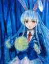 animal_ears bad_id blazer blue_hair bunny_ears bust crescent long_hair necktie pleated_skirt red_eyes skirt solo tafuto touhou-0baa5cd66481e6e041d016b1bf6d4c0a.jpg
