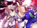 bottle bunny_ears finger_gun foreshortening hands kiku_hitomoji lavender_hair long_hair necktie pointing rabbit_ears red_eyes touhou-513bedd1b87546185fd47a24b98655ab.jpg