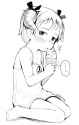 lolibooru 140104 barefoot borrowed_character character_name demon_girl demon_horns dorotte flat_chest highres ice_cream licking midori_(lucifer) monochrome original.jpg