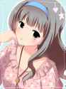 1610-1girl brown_eyes dress hairband heart highres jewelry long_hair looking_at_viewer necklace open_mouth silver_hair solo star upper_body setsumi_(momokuro0131) shijou_takane idolmaster.jpg