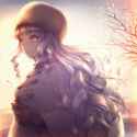 1647-1girl bangs blunt_bangs brown_eyes coat drill_hair fur_hat gloves hat jacket long_hair sidelocks silhouette silver_hair snow solo sunset tareme tree wavy_hair hohoemidebu shijou_takane idolmaster.jpg