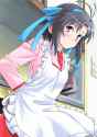 1147450 - 1girl apron black_hair blush cosplay hair_ribbon idolmaster kikuchi_makoto miri_(ago550421) necktie papa_no_iu_koto_wo_kikinasai! purple_eyes ribbon school_uniform short_hair solo takanashi_sora takanashi_sor.jpg
