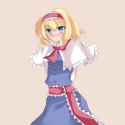 1girl blonde_hair blue_eyes blush capelet female hairband highres kazami_chiu open_mouth sash short_hair solo touhou-b6cd8b625d5783cf458289a1744fa41b.png