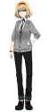 1girl alternate_costume bead_bracelet beads black_footwear black_pants blonde_hair blue_eyes bracelet cardigan collared_shirt contemporary full_body hairband jewelry looking_at_viewer pants shirt shoes short_hair solo white_shirt shukusuri alic.jpg