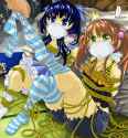 lolibooru 102616 artist_request blue_hair bondage brown_hair cloth_gag hair_ornament highres imminent_rape multiple_girls over_the_nose_gag rope_marks twin_tails.jpg