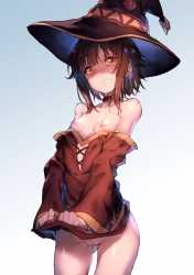 yande.re 443201 sample breasts kono_subarashii_sekai_ni_shukufuku_wo! loli megumin nipples no_bra nopan pussy redcomet skirt_lift witch.png